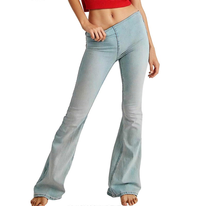 Bootcut Jeans for Women High Waist Flare Stretch Casual Pants Wide Leg Light Blue Denim Skinny Fit Bell Bottoms