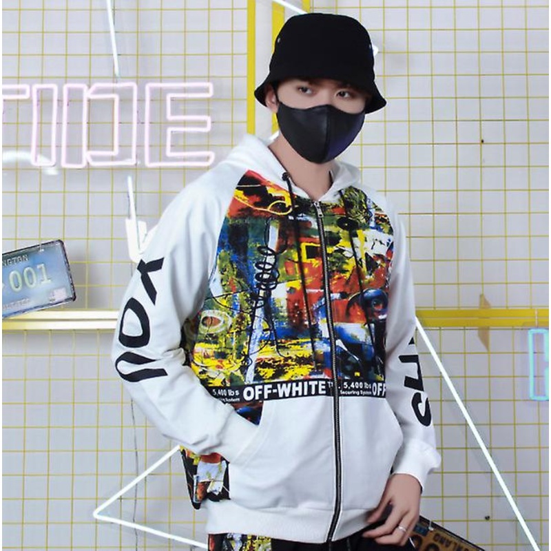 2022 Spring And Autumn Style Bf Tide Luxury Street Coat Men’s Loose Cardigan Zipper Hooded Sweater National Tide Hip-hop Long-sleeved Sweater