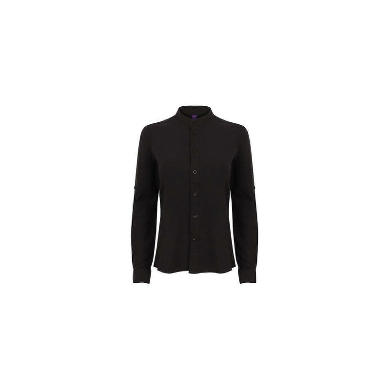 Women’s Henbury Women’s Mandarin Shirt With Roll-Tab Sleeve HB593