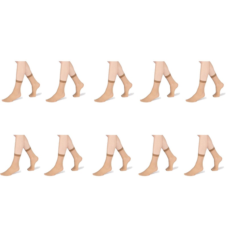 10Pair Razzamatazz Sheer Anklet 15 Denier Women Pantyhose Socks Tan Beige Bulk H80044
