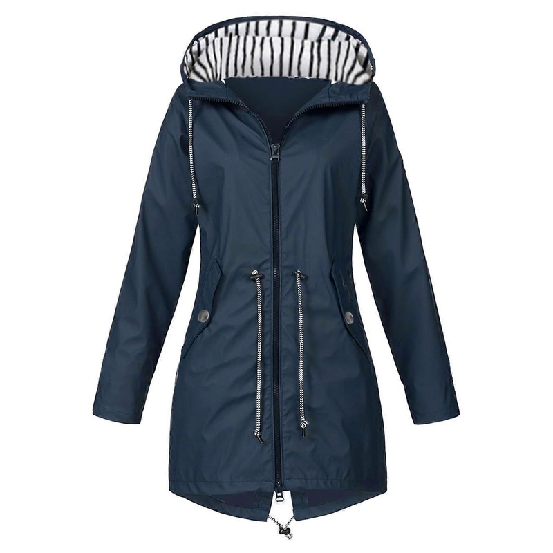 Damen Regenjacke Wasserdicht Leichte Outdoorjacke bergangsjacke Mit Kapuze Atmungsaktiv Schnell Trocknend Dunkelblau S
