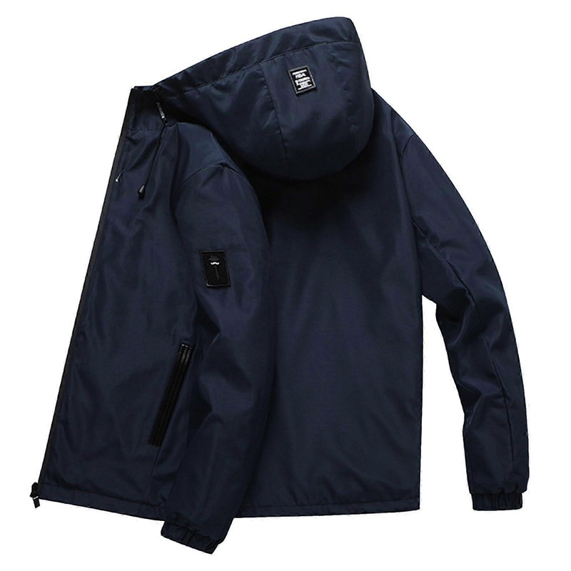 Coat Men’s Leather Jacket Black Leather Transition Jacket with Hood A5Blue M