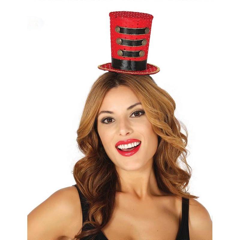 Women’s red majorette mini top hat