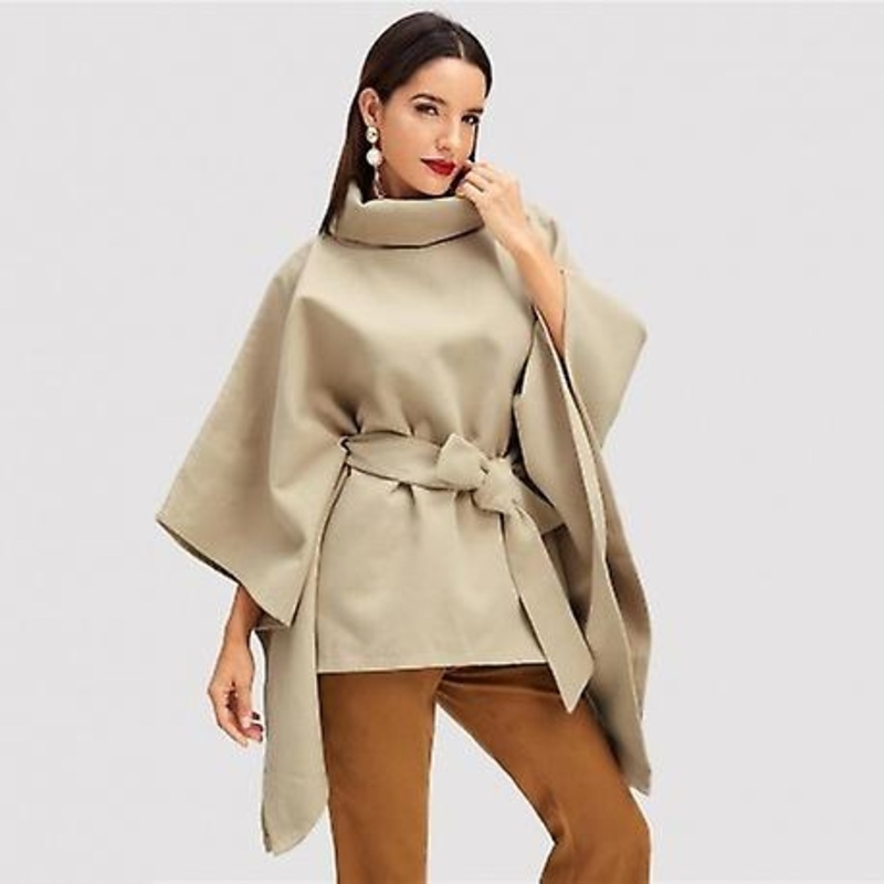 “belted  Poncho  Autumn Elegant Cape/