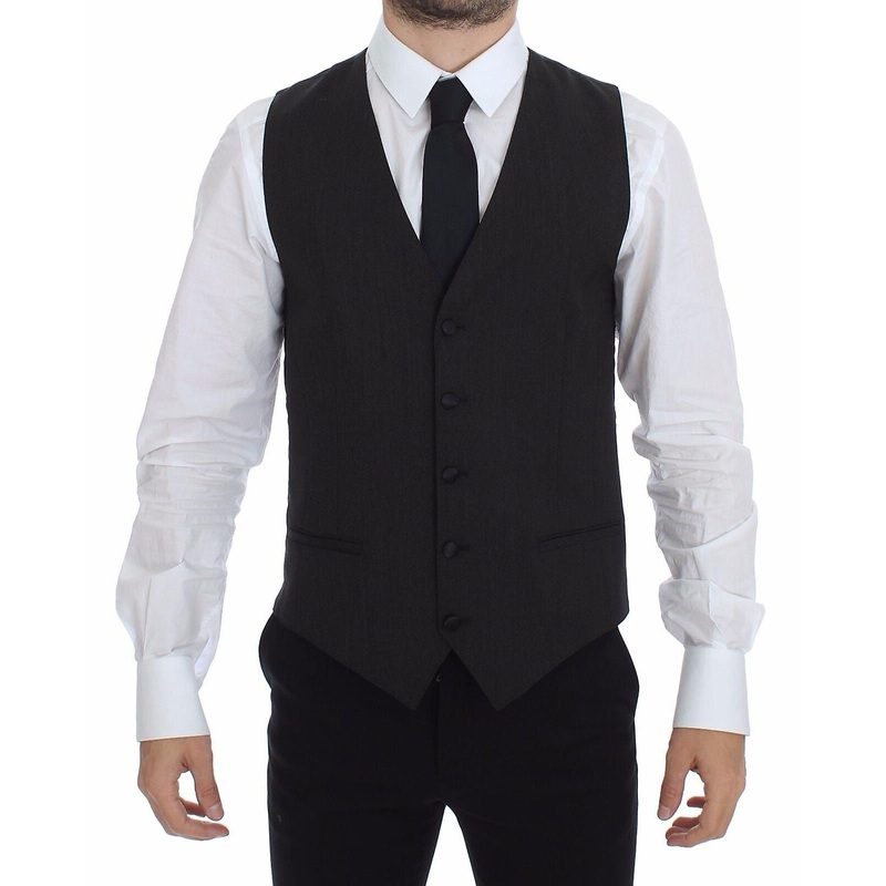 Gray Wool Stretch Dress Vest Jacket Blazer