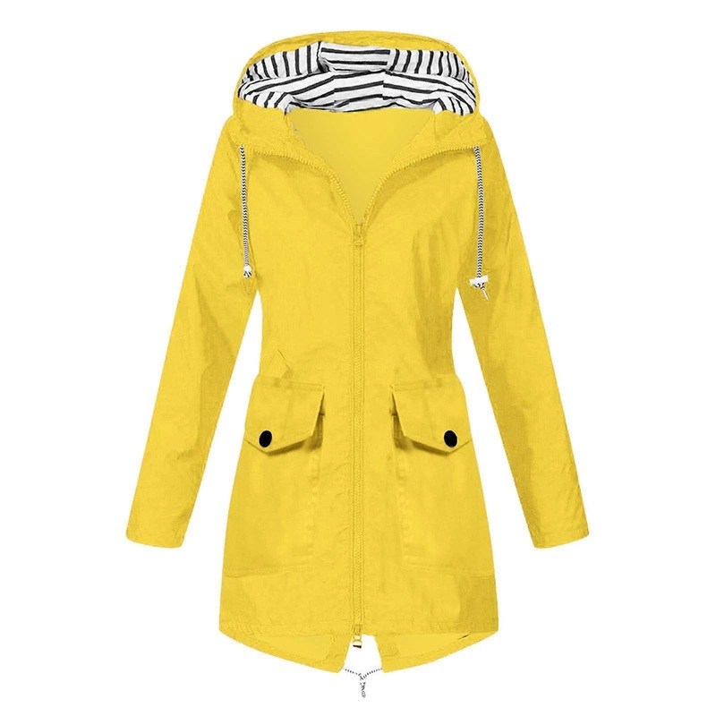 Women’s Breathable Raincoat Large Sizes Lined Windbreaker Yellow M