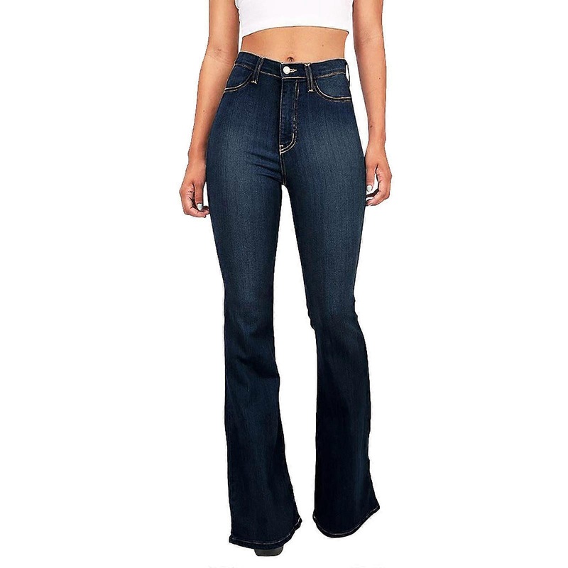 Bootcut Jeans Women  Waist Stretch Jeggings With Pockets Dark Blue