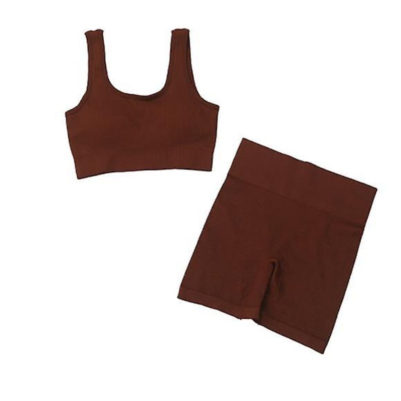 Women’s Yoga Clothes Summer Hot Style High Quality Tight Hip Raise High Waist Shorts Sleeveless Vest Yoga Clothes Set Large Size Sports Tights