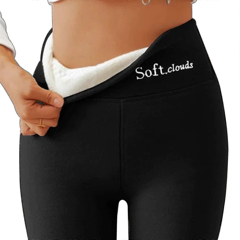 Casual warm winter solid color trousers, soft cloud fleece leggings, women’s winter leggings