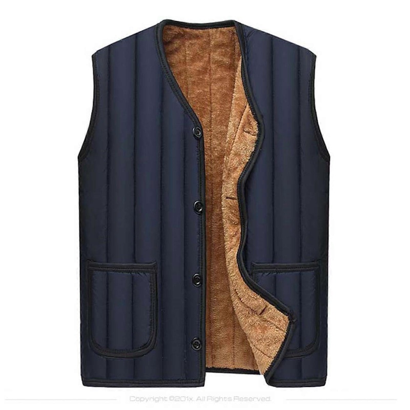 Weste Herren Fleecejacke Standkragen rmellose Gilet Tops Winter Fleeceweste Marine 3XL Atmungsaktiv mit Taschen