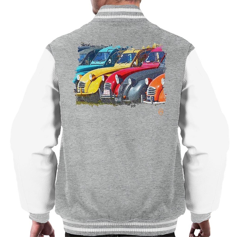 Citroen 2CV In A Line Retro Photo Men’s Varsity Jacket