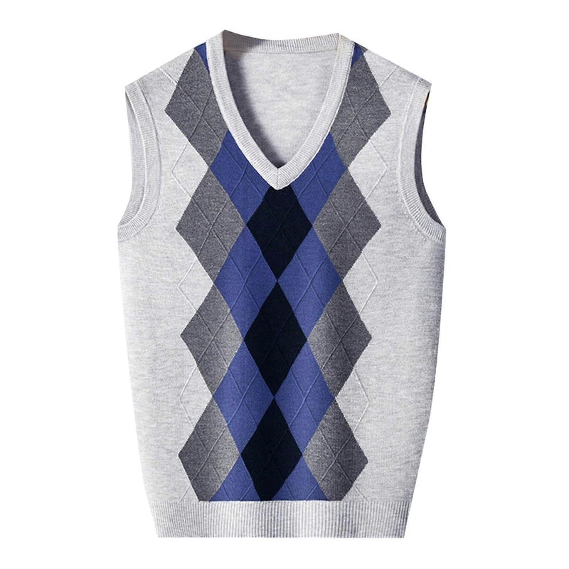 Mens Sleeveless Cardigan Fine Knit V-Neck Vest Winter Jumper Slim Fit Casual Business Knitted Pullover White M