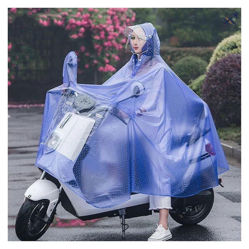 Regenponcho for Adults, Waterproof PVC Rain Coat with Hood, Lightweight Compact Cover for Bicycles, Motorcycles, and Scooters, 4XL Blue