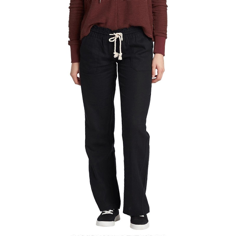 Roxy Womens Oceanside Flared Trousers Linen Pants Elasticated Easy Fit