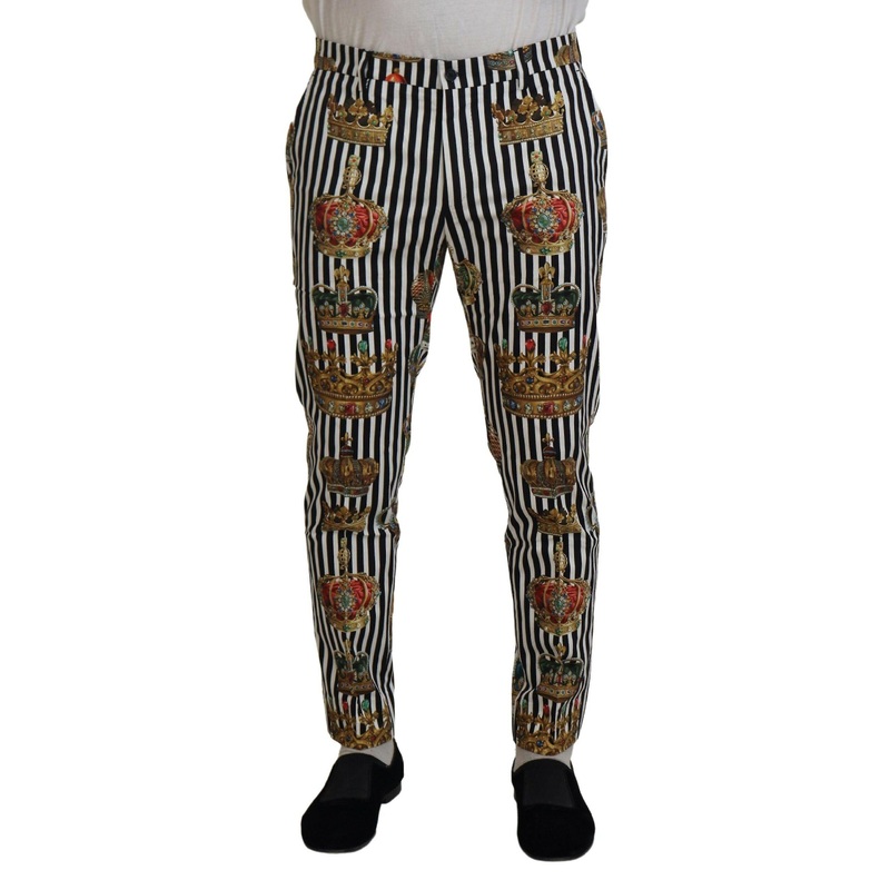 Dolce & Gabbana Men’s White Cotton Stretch Crown Trouser Pants