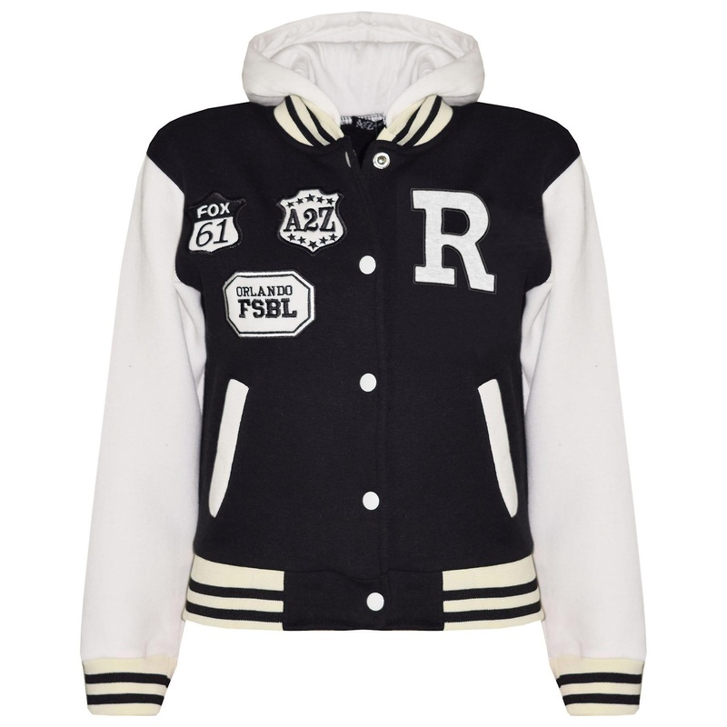 Unisex Baseball Black Contrast Color Jackets