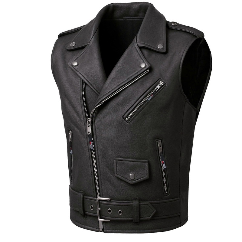 Men’s Classic Motorcycle Biker Vest XXL Black