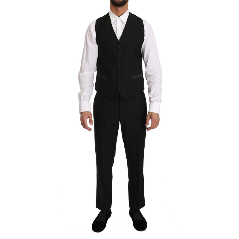 Black Wool Dress Waistcoat Gillet Vest