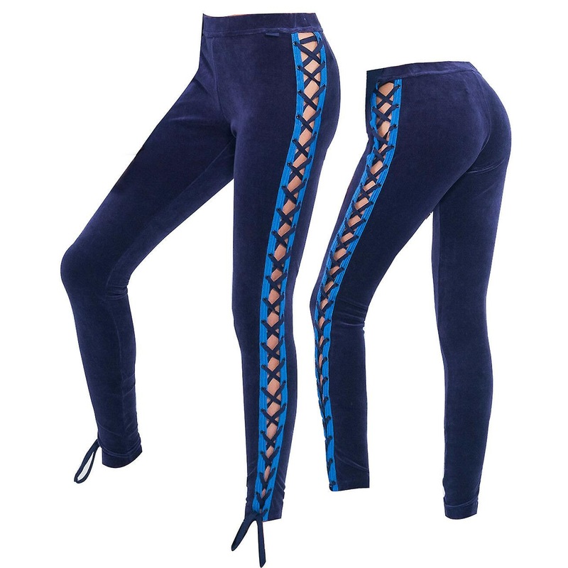 Puma x Rihanna Fenty Womens Velour Lacing Tight Leggings Blue 575742 02 Z28A