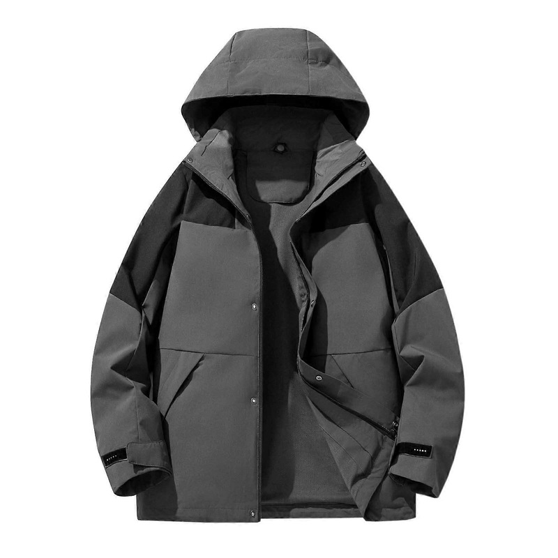 Women’s Waterproof Breathable Rain Parka Lightweight Wind Jacket Lined Transition Coat Large Sizes 3XL Grau