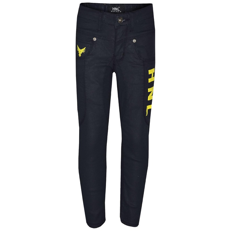 Boys HNL Print Black & Yellow Denim Pants