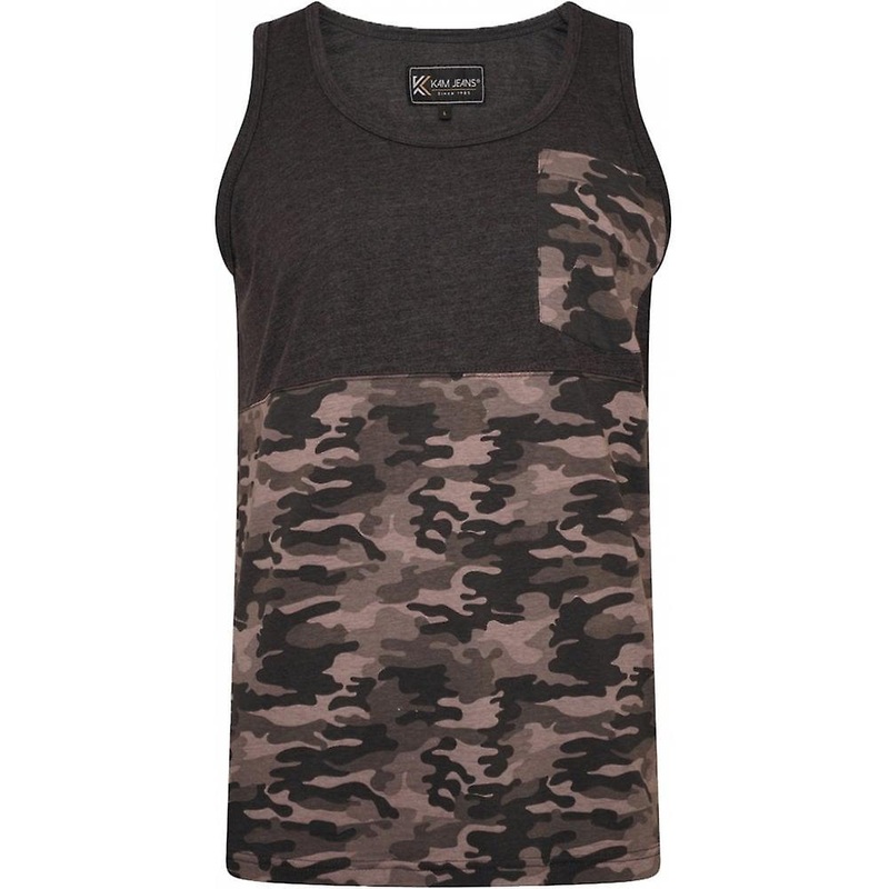 Men’s KAM Kam Mens Big Size Camo Panelled Vest With Chest Pocket