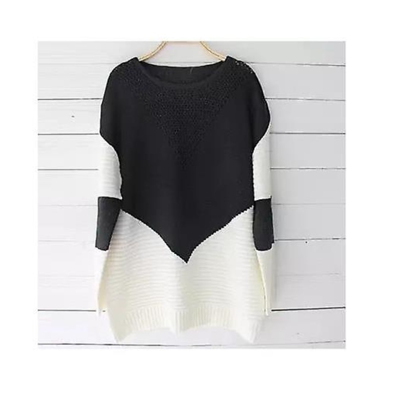 Women’s Tops 2023 High Quality Autumn And Winter Fashion Loose Tops Women’s Round Neck Colorblock Knit Sweater Women