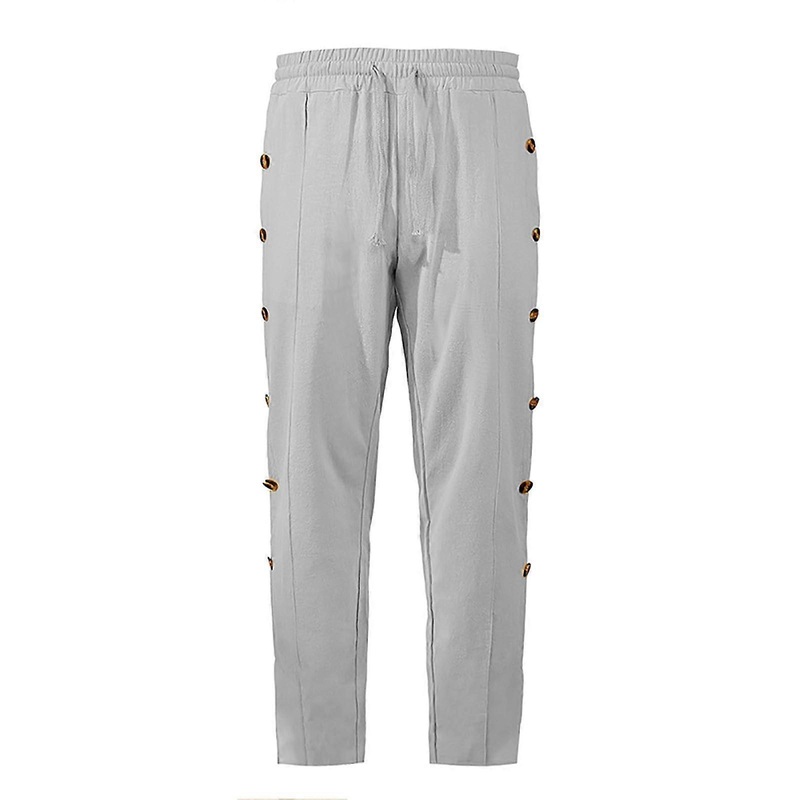 Hosen Herren Stoffhose Aus Leinen Baumwolle | Herren Freizeithose Baggy Cargo Pants Kurzgren A4-light Grau L