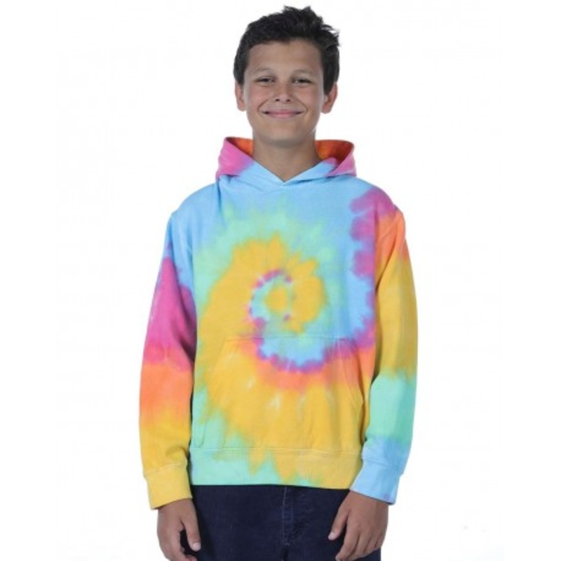 Dyenomite 854BMS Youth Multi-Color Swirl Hooded Tie-Dyed Sweatshirt | Dyenomite 854BMS