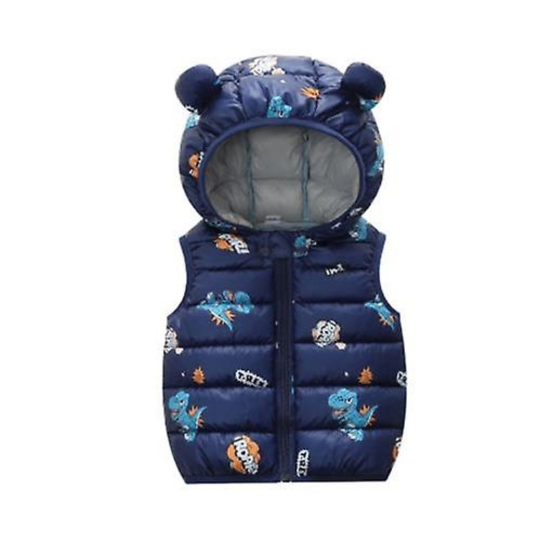 Children’s Clothing 2023 New Arrival Animal Cartoon Down Jacket Children’s Hooded Printing Vest Children’s Light And Warm Jacket