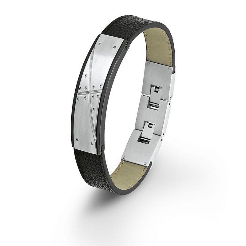 s.Oliver jewel mens leather bracelet black stainless steel SO1192/1 508599
